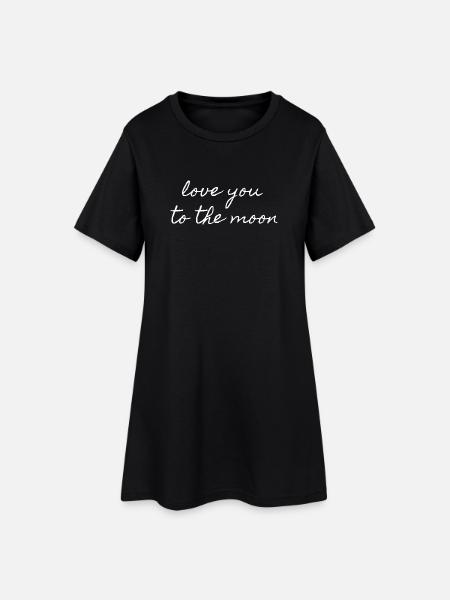 Love You To The Moon Valentines Day - Frauen T-Shirt-Kleid - Schwarz