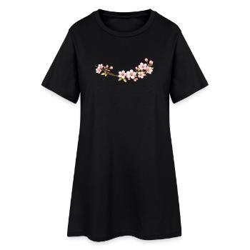 Cherry blossom branch spring motif - Women’s T-Shirt Dress - black - Front