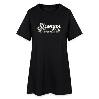 Stronger Everyday Barbell Gym Workout Retro - Women’s T-Shirt Dress - black - Front