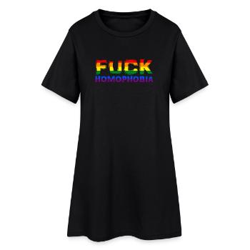 fuck homophobie design lgbt drapeau arc-en-ciel gay pride - Robe T-shirt Femme - noir - Devant