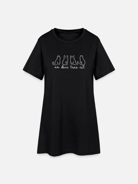 Un Deux Trois cat drôle - Robe T-shirt Femme - noir