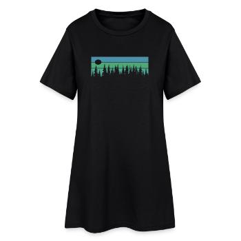 Wald Holz Retro Vintage Bäume - Frauen T-Shirt-Kleid - Schwarz - Vorne