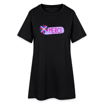 MERCI. THANKS. THANK YOU. ANNIVERSAIRE. NAISSANCE. - Robe T-shirt Femme - noir - Devant