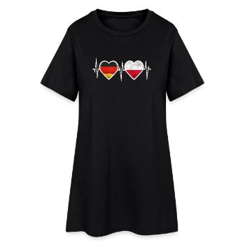 Allemagne Pologne Battement de cœur - Robe T-shirt Femme - noir - Devant