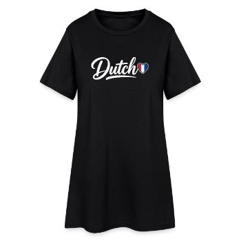 Dutch Script with Flag Heart Fan Patriotic - Women’s T-Shirt Dress - black - Front