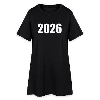 2026 - Frauen T-Shirt-Kleid - Schwarz - Vorne