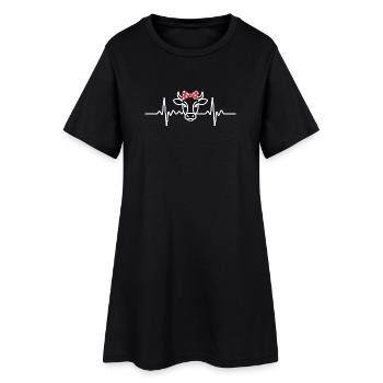 Herzschlag Kuh - Frauen T-Shirt-Kleid - Schwarz - Vorne