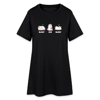Sleep Eat Sleep – Licorne kawaii humoristique pare - Robe T-shirt Femme - noir - Devant
