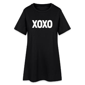 XOXO White Love Text Valentine Design - Women’s T-Shirt Dress - black - Front