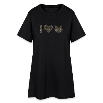 Ich Herz Katzen von Small Cat Faces - Frauen T-Shirt-Kleid - Schwarz - Vorne