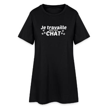 Je travaille pour mon chat - Robe T-shirt Femme - noir - Devant