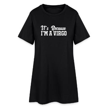 Sternzeichen Jungfrau - Frauen T-Shirt-Kleid - Schwarz - Vorne