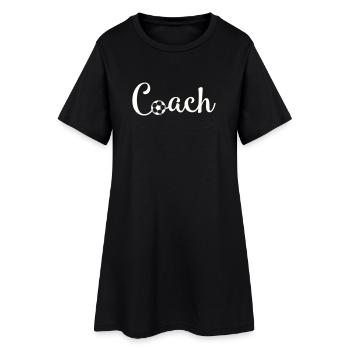 Coach Fußball Schriftlogo - Frauen T-Shirt-Kleid - Schwarz - Vorne