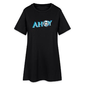Marin anglais saluant Ahoy avec un marin pingouin - Robe T-shirt Femme - noir - Devant
