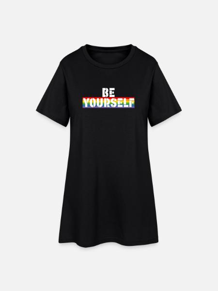 Rainbow shirt Be yourself white shirt - Frauen T-Shirt-Kleid - Schwarz