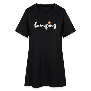 Camping Blume Urlaub Blüte Frühling Saison - Frauen T-Shirt-Kleid - Schwarz - Vorne