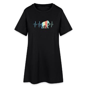 Couleurs colorées éléphant éléphant coeur symbole de battement de cœur - Robe T-shirt Femme - noir - Devant