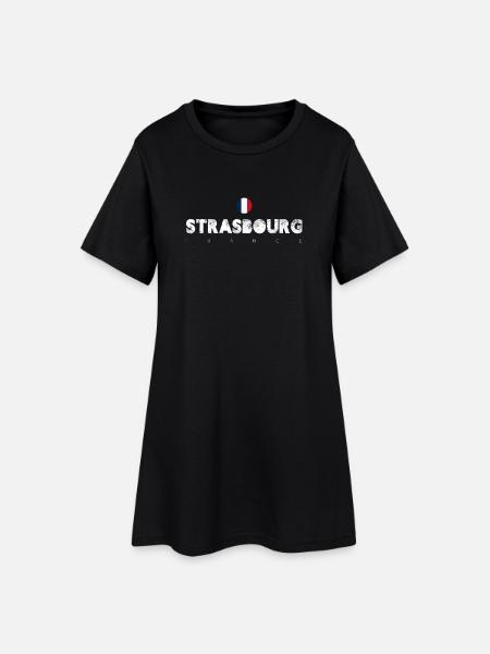 Strasbourg Distressed Flag Typography - Women’s T-Shirt Dress - black