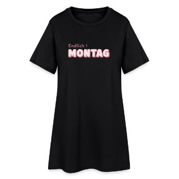 Endlich Montag – Pink Retro Schrift - Frauen T-Shirt-Kleid - Schwarz - Vorne