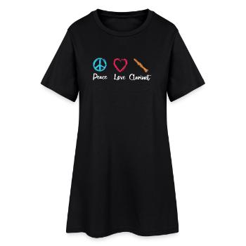 Frieden Liebe Klarinette - Frauen T-Shirt-Kleid - Schwarz - Vorne