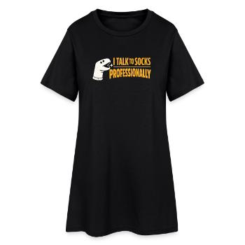 Parler à Socks | Humour de marionnettes en chaussette - Robe T-shirt Femme - noir - Devant