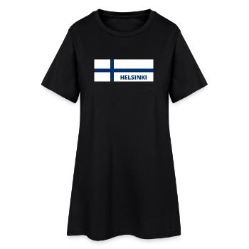 La ville d’Helsinki dans le drapeau finlandais - Robe T-shirt Femme - noir - Devant