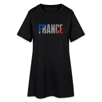 Drapeau de la France Typographie en détresse - Robe T-shirt Femme - noir - Devant