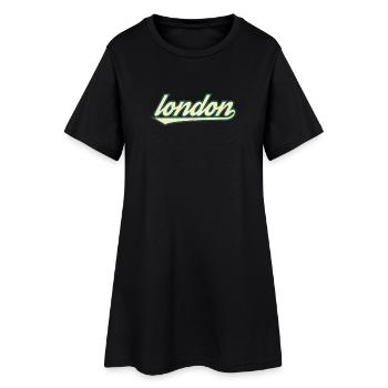 London Retro Schriftzug Tee - Frauen T-Shirt-Kleid - Schwarz - Vorne