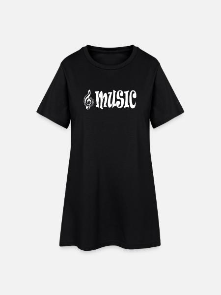 Musique - Style typographique classique rétro - Robe T-shirt Femme - noir