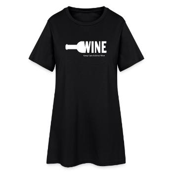 WINE Keep Calm & Drink Wine - Frauen T-Shirt-Kleid - Schwarz - Vorne
