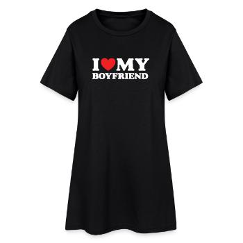 J’aime mon petit ami - Robe T-shirt Femme - noir - Devant