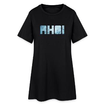 Ahoy, navire, ancre, vacances, mer, maritime, mer du Nord, frais - Robe T-shirt Femme - noir - Devant