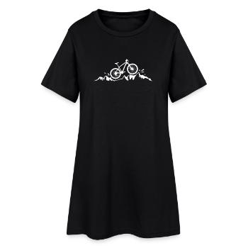 Mountain biking in the mountains silhouette - Women’s T-Shirt Dress - black - Front
