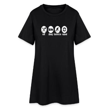 Manger Dormir Crosse Répéter Routine Vie sportive - Robe T-shirt Femme - noir - Devant