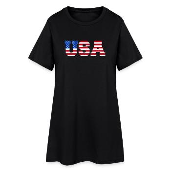 USA Schriftzug Amerika Fan Amerikanische Flagge - Frauen T-Shirt-Kleid - Schwarz - Vorne
