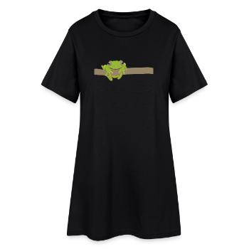 Grenouille verte sur une branche - Robe T-shirt Femme - noir - Devant