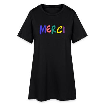 MERCI. THANKS. THANK YOU. ANNIVERSAIRE. NAISSANCE. - Robe T-shirt Femme - noir - Devant