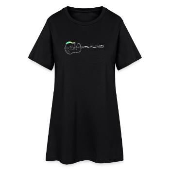 White Guitar Outline with Heart Motif - Women’s T-Shirt Dress - black - Front
