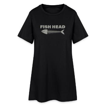 tête de poisson - Robe T-shirt Femme - noir - Devant