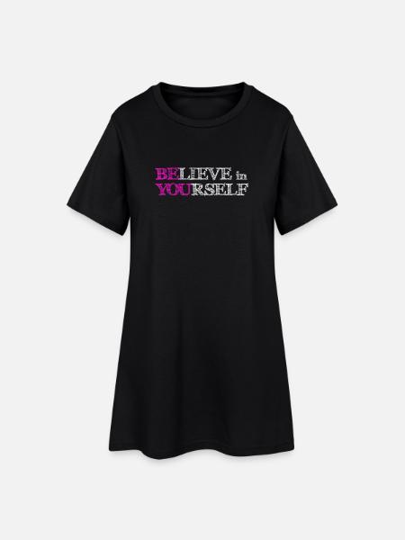 Glaube an dich selbst – Pink, kritzel weiß - Frauen T-Shirt-Kleid - Schwarz
