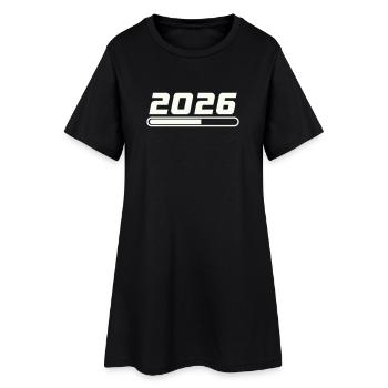 2026 - Frauen T-Shirt-Kleid - Schwarz - Vorne
