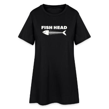 FISH HEAD - Frauen T-Shirt-Kleid - Schwarz - Vorne