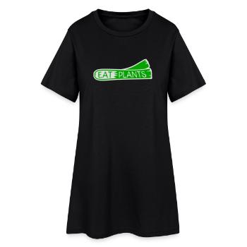 Eat Plants Lustig Vegan Vegetarisch Statement Logo - Frauen T-Shirt-Kleid - Schwarz - Vorne