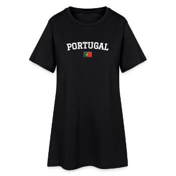 Drapeau du Portugal Dessin blanc - Robe T-shirt Femme - noir - Devant