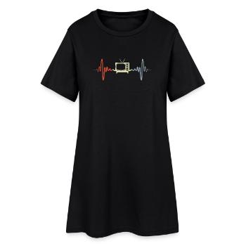 Vintage Fernseher Herzklopfen - Frauen T-Shirt-Kleid - Schwarz - Vorne
