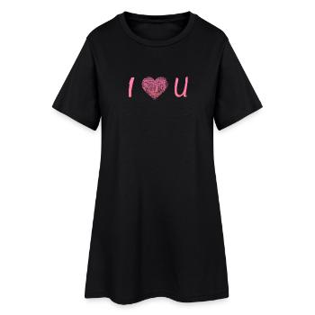  i LOVE YOU Ich liebe Dich - Frauen T-Shirt-Kleid - Schwarz - Vorne