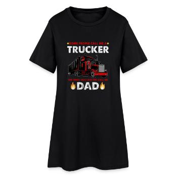 LKW Kraftfahrer Vater Trucker Truck Papa Geschenk - Frauen T-Shirt-Kleid - Schwarz - Vorne