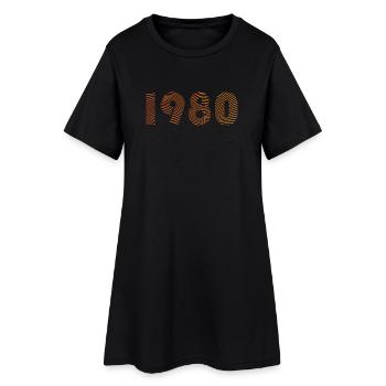 1980s Fingerprint Pattern - Women’s T-Shirt Dress - black - Front