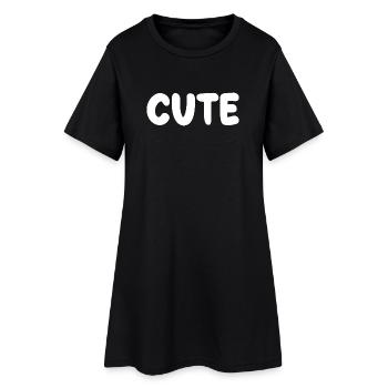titre mignon avec police gonflée - Robe T-shirt Femme - noir - Devant