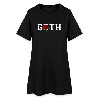 Goth , thème gothique avec une rose rouge - Robe T-shirt Femme - noir - Devant